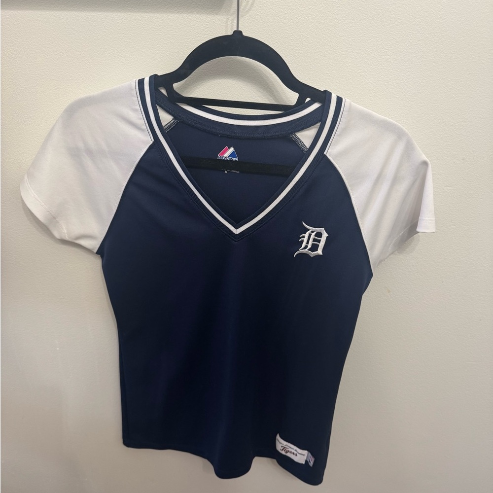Majestic Navy and White Sports Top-Detroit Tigers
